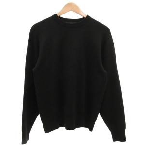 美品 クルーネックプルオーバー ニット セーター カシミヤ混 S 黒 ブラック 長袖 無地 59-02-94-02003