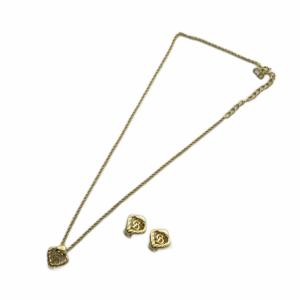 ヴィンテージ イヤリング ネックレス セット アクセサリー CDロゴ ゴールド色 GY18 /MQ OH
