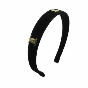 カチューシャ ヘアアクセサリー ロゴ ゴールド金具 黒 ブラック GY11 /MQ