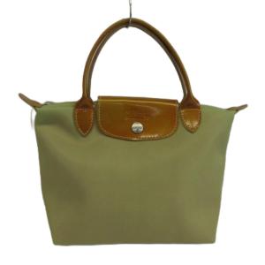 ル プリアージュ Le Pliage ハンドバッグ ミニ ナイロン エナメル ロゴ カーキ 茶色 ブラウン