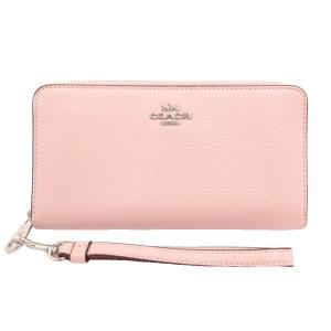ロング ジップ アラウンド ウォレット 長財布 ピンク ラウンドファスナー リファインド ペブル レザー