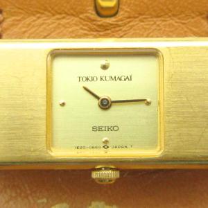 激レア✨ SEIKO セイコー　レディース　腕時計　バングル　べっ甲 ゴールド SEIKO セイコー-腕時計 バングルウォッチ クォーツ ロゴ レザーベルト