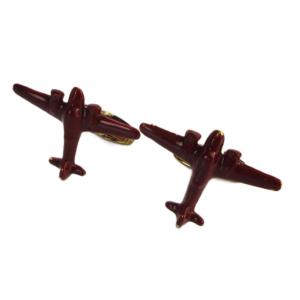 カフス 飛行機 ロゴ アクセサリー 赤 レッド ゴールド色 GY11 /MQ