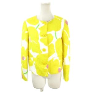 BOUTIQUE ジャケット 上着 キルティング 36 黄 イエロー 花柄 ノーカラー 長袖 HA05180850