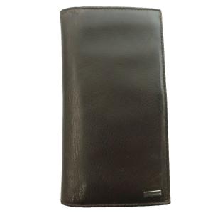 長財布 ロングウォレット 二つ折り財布 プレートロゴ レザー 茶 ブラウン /SS OS GY18