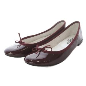 Cendrillon バレエシューズ パンプス フラット リボンモチーフ エナメルレザー 36 ボルドー
