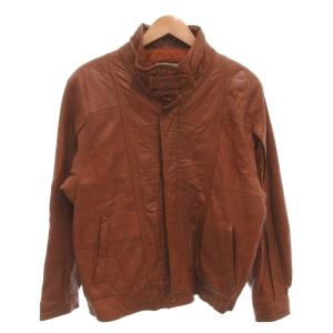 UOMO ヴィンテージ レザージャケット 革ジャン ジップアップ チンフラップ 短丈 M ブラウン /MX