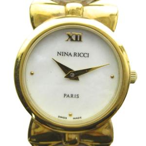 NINA RICCI 5150848 腕時計 ウォッチ クォーツ レザーベルト シェル文字盤 ゴールド色 GY18 /MQ