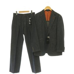 コレクション COLLEVTION セットアップ ジャケット パンツ デニム リネン混 背抜き ノーベント