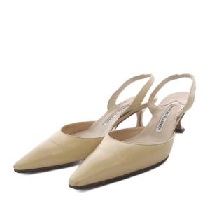 ミュール スリングバックパンプス ハイヒール ポインテッドトゥ レザー 37 アイボリー /YO21 GY18