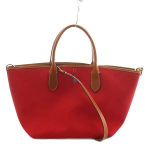 ビッグポニー トートバッグ ハンドバッグ ショルダーバッグ 2way レザー キャンバス 赤 レッド 428858761