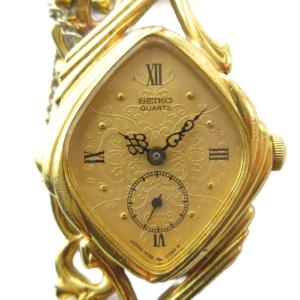 ジャンク品 1428-5130 腕時計 クォーツ スモセコ ローマン ゴールドカラー