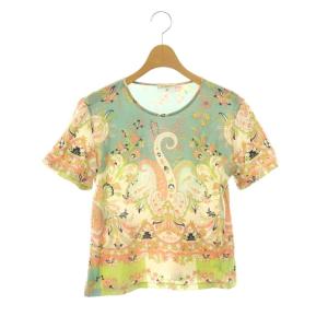 Tシャツ 半袖 クルーネック 総柄 44 水色 ピンク /HS GY18
