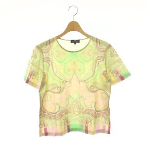 Tシャツ 半袖 クルーネック 総柄 44 ピンク 黄緑 /HS GY18