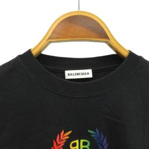 BALENCIAGA レインボー ロゴ Tシャツ M ブラック