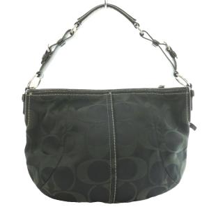 COACH シグネチャーホーボーバッグ ショルダーバッグ キャンバス レザー 黒 ブラック グレー 12675 /SS
