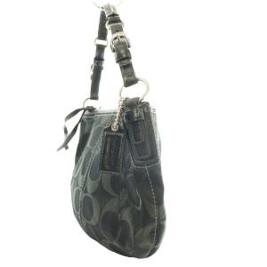 COACH シグネチャーホーボーバッグ ショルダーバッグ キャンバス レザー 黒 ブラック グレー 12675 /SS
