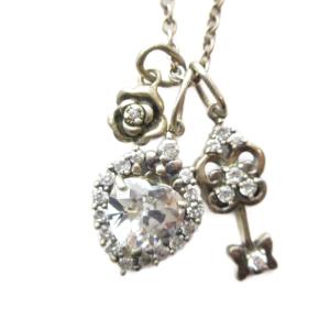 ネックレス アクセサリー ペンダント ラインストーン ハート 鍵 花 Silver925 シルバー色 GY18