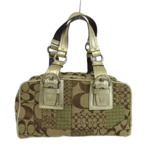 COACH コーチ-シグネチャー パッチワーク サッチェル ハンドバッグ