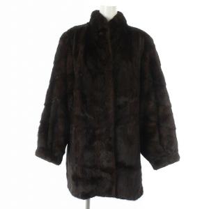 銀サガ 毛皮コート ファーコート アウター 13 LL 茶 ブラウン