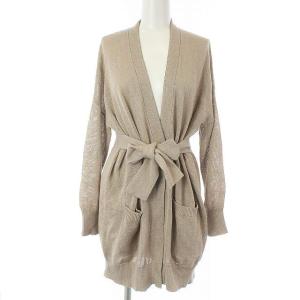 カーディガン ニット 長袖 ラメ リボン紐 XXS ピンク