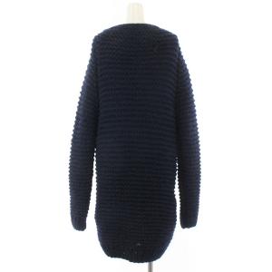 STELLA McCARTNEY カーディガン ロング 編み込み 長袖 アルパカ シルク混 ウール混 38 ネイビー