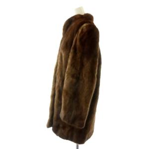 SAGA MINK 毛皮コート ロング丈 デミバフミンク 11 M 茶 ブラウン