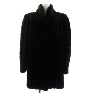 銀サガ 毛皮コート ロング丈 ミンク M 黒 ブラック