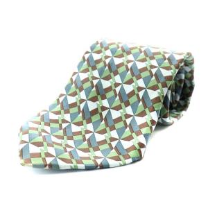ネクタイ ワイド 総柄 シルク グリーン