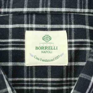 LUIGI BORRELLI シャツ チェック L ネイビー