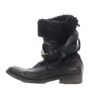 SARTORE ムートンブーツ ショートブーツ シューズ ベルト ヒール 41 ブラック