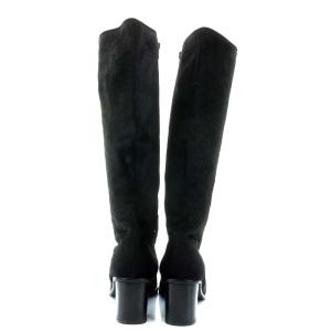FENDI ロングブーツ チャンキーヒール ハラコ 37 ブラック