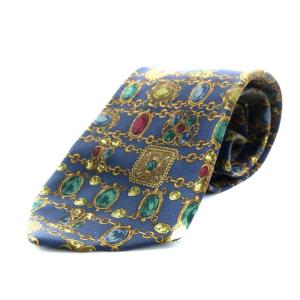 ネクタイ ワイド 総柄 シルク ブルー