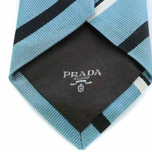 PRADA ネクタイ レギュラータイ レジメンタルストライプ シルク 水色 ブラック
