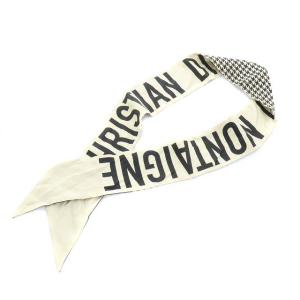 Dior スカーフ バンダナ 千鳥柄 ロゴ 総柄 シルク ベージュ ブラック