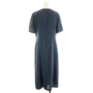 Leilian ワンピース 半袖 ミモレ ロング M ブルー