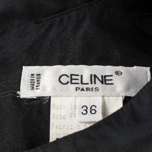 CELINE ワンピース ひざ丈 リボン シルク ノースリーブ S ブラック