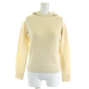 ニット セーター 長袖 フード カシミヤ ウール M アイボリー