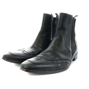D&G サイドゴアブーツ ショートブーツ レザー 牛革 ポインテッドトゥ 41 ブラック