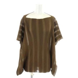 19SS カットソー 半袖 プリーツ 茶