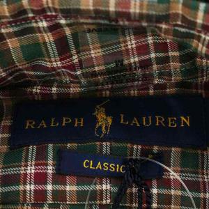 RALPH LAUREN カジュアルシャツ ボタンダウン カットソー 長袖 チェック柄 M ブラウン