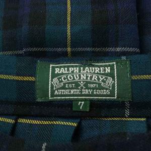 RALPH LAUREN プリーツスカート フレアスカート ロング チェック柄 ウール 7 グリーン イエロー ネイビー