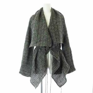 カーディガン 変形 ウール シルク混 M グレー