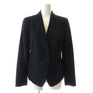 Aquascutum スーツ セットアップ ジャケット パンツ ストライプ シルク混 M L ネイビー