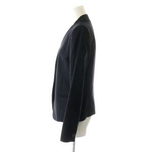 Aquascutum スーツ セットアップ ジャケット パンツ ストライプ シルク混 M L ネイビー