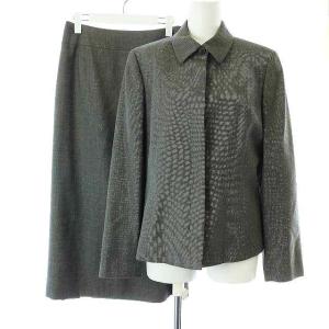 スーツ セットアップ ステンカラージャケット タイトスカート ロング ウール 11 L グレー