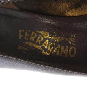 Salvatore Ferragamo パンプス ヒール ポインテッドトゥ レザー 24cm ブラウン