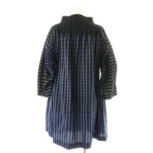 ISSEY MIYAKE ロングシャツ チュニック M 青 黒