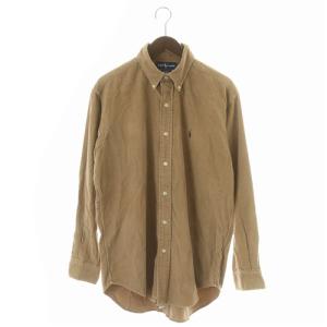 シャツ カジュアル コーデュロイ ロゴ 長袖 L ブラウン