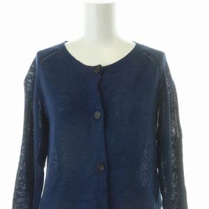 MHL. 18SS リネンカーディガン ニット 七分袖 2 ネイビー